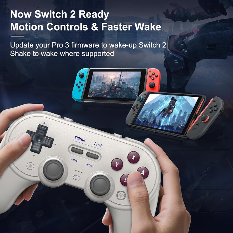 AKNES 8BitDo Pro 3 Bluetooth Controller for Switch/Switch 2,TMR Joysticks,Programmable Pro Back Buttons&R4/L4 Bumpers,Hall/Tactile Triggers,Swappable ABXY Buttons,for Windows,Apple,SteamOS,Android,G Classic - Image 4